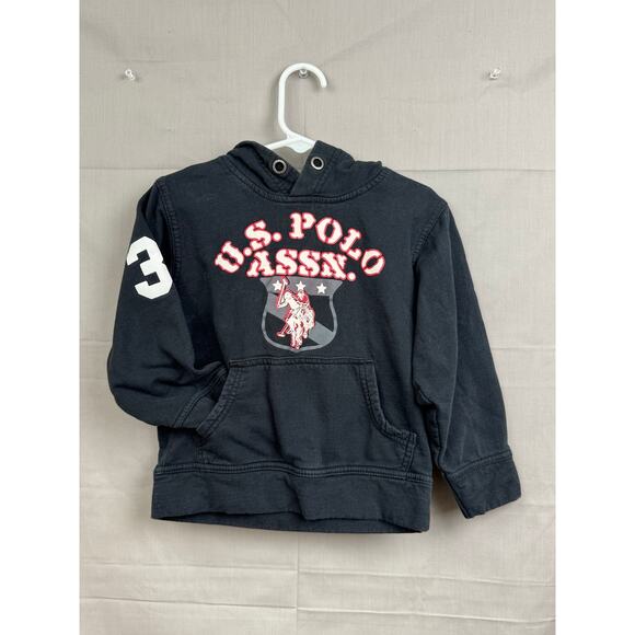 Vintage/Y2K U.S. Polo Assn. Toddler Boy Black Pullover Crest Hoodie, Size 3T - Picture 2 of 6